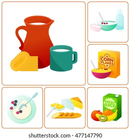 Vector flat and line icon fresh and healthy breakfast, diet food. Web design, web icon, food menu. Isolated on a white background