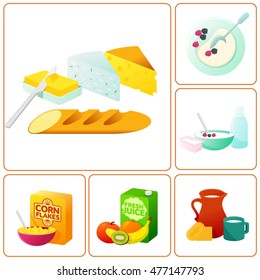 Vector flat and line icon fresh and healthy breakfast, diet food. Web design, web icon, food menu. Isolated on a white background