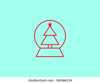 Vector flat line snowball icon