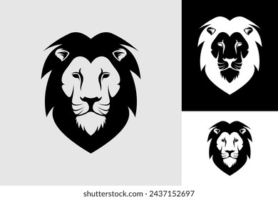 Vector Flat Lion Head Silhouette Logo Design