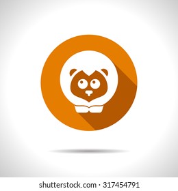 Vector flat lion icon on color circle 