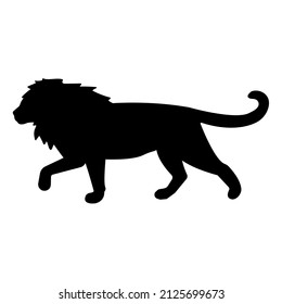 Vector flat lion silhouette isolated on white background