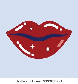 vector flat lip beautiful stickers.