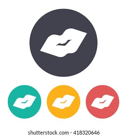 Vector flat lips kiss icon with set of 3 colors 