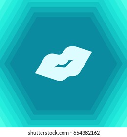 Vector flat lips kiss icon on hexagonal background 