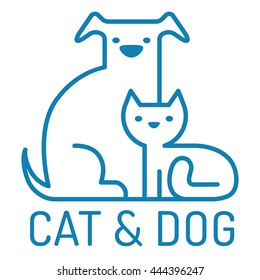 Vector flat logo with cat and dog