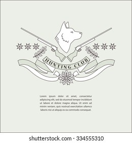 Vector flat logo for hunting club. Shot club insignia. 