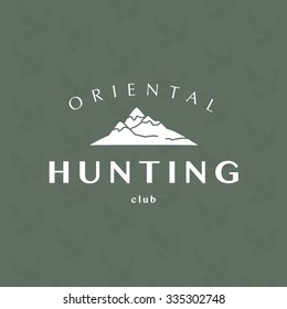 Vector flat logo for hunting club. Shot club insignia. 