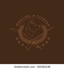 Vector flat logo for hunting club. Shot club insignia. 