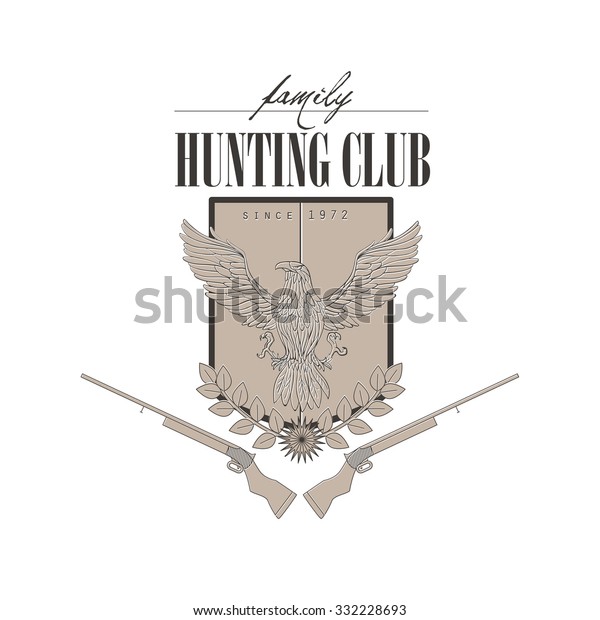 Vector Flat Logo Hunting Club Shot Stock Vector (Royalty Free) 332228693