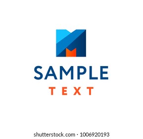 Vector flat logo Letter M. Sample Text