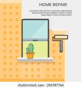 Vector flat logo of painting. DIY home repair concept.
