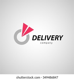 Vector flat logo template for logistics and delivery company isolated on grey background. Shipping service insignia design. Express delivery, fast shipping logo design.