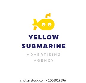 Vector flat logo Yellow Submarine. Advertising Agency