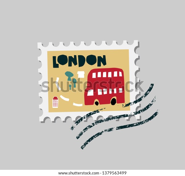 Vector flat London,\
United kingdom, great britain symbols stamp in paper cut style.\
Colorful print design for for packaging design, brand design,\
poster, postcard,\
calendar