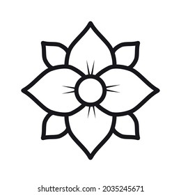 Flor de loto plana vectorial aislada en fondo blanco