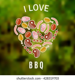 Vector flat. I love BBQ icons
