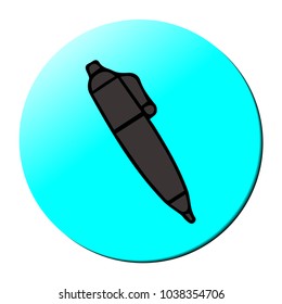 Vector Flat Luxury Ball-point Black Pen on White Background