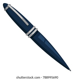Vector Flat Luxury Ball-point Blue Pen on White Background