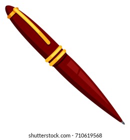 Vector Flat Luxury Ball-point Red Pen on White Background