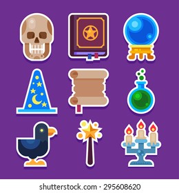 Vector flat magic set. Game objects, icons.