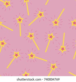 Vector flat magic wands seamless pattern