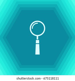 Vector flat magnify icon on hexagonal background. Business collection 