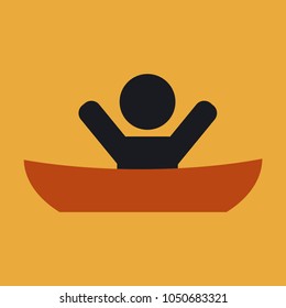 Vector flat male character - cartoon illustration - man in a boat