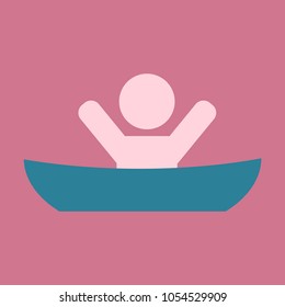 Vector flat male character - cartoon illustration - man in a boat