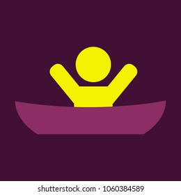 Vector flat male character - cartoon illustration - man in a boat