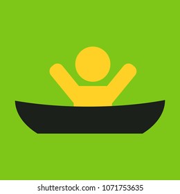 Vector flat male character - cartoon illustration - man in a boat