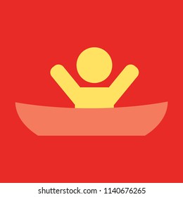 Vector flat male character - cartoon illustration - man in a boat