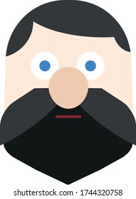 Hombre plano vectorial con pelo y barba negros