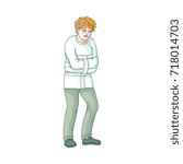 vector flat man in Psychiatric hospital, mental patient uniform and straitjacket suffering from anxiety. Isolated illustration on a white background. Mental illness concept
