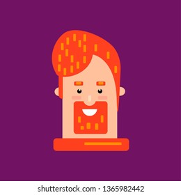 Vector flat man with red hair character avatar