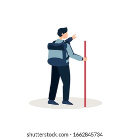 vector flat a man starts a hiking trip. element for illustrations