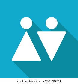 Vector flat man and woman icon isolated on blue background. Eps10