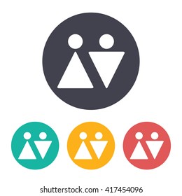 Vector flat man and woman icon with set of 3 colors 