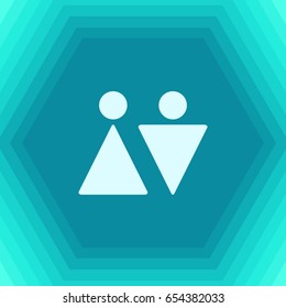 Vector flat man and woman icon on hexagonal background 