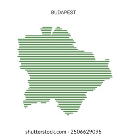 Vector flat map of Budapest, Hungary, stylized consisting of lines, stripes.