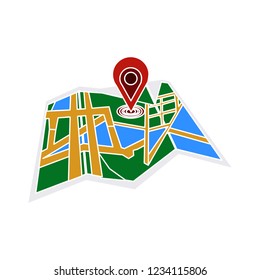 vector flat map navigation isolated sign - gps location position sign symbol. location direction illustration sign