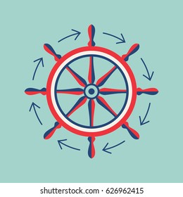 Vector flat marine icon. Nautical travel symbol