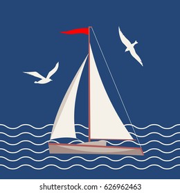Vector flat marine icon. Nautical travel symbol