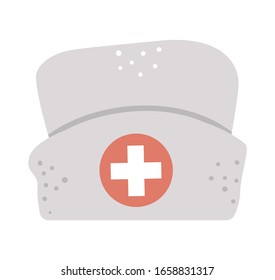 Vector Flat Medical Hat Icon. Medical Equipment Picture Isolated On White Background. Healthcare, Research And Laboratory Concept. Health Check Or Treatment Clip Art