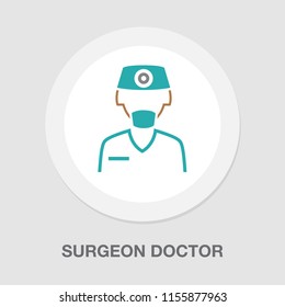 Vector flat medical icon or logo with male doctor surgeon