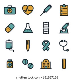 Vector flat medical icons set on white background