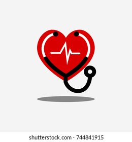 Vector Flat Medicine Heart Logo, Icon, Symbol, isolated