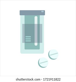 Vector flat medicine pills, tablet, capsule and package bottle isolated on white background. Pills vector illustration. Health and care. Design for clinics, hospitals, pharmacies, medical poster