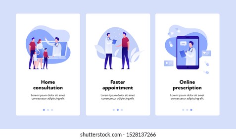 Vector flat medicine vertical step banner template set. Illustration of modern telemedicine subject. Concept of medical online services, prescription. Design for website, app, banner, poster, page.