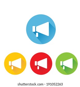 Vector  Flat Megaphone Icon Set.  Vector Flat Color Speaker Or Sound Icon